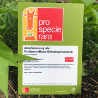 ProSpeceRara Gütesiegeltafel